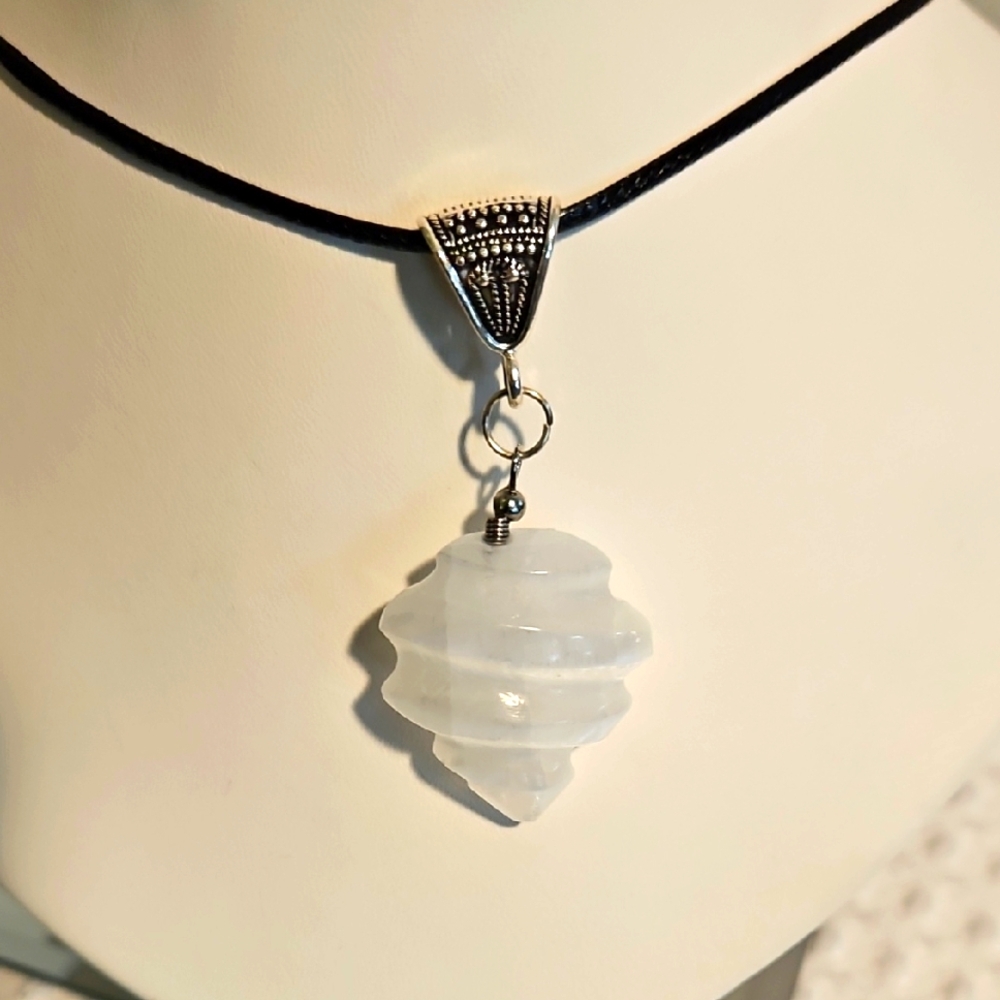 Selenite Sea Shell Necklace